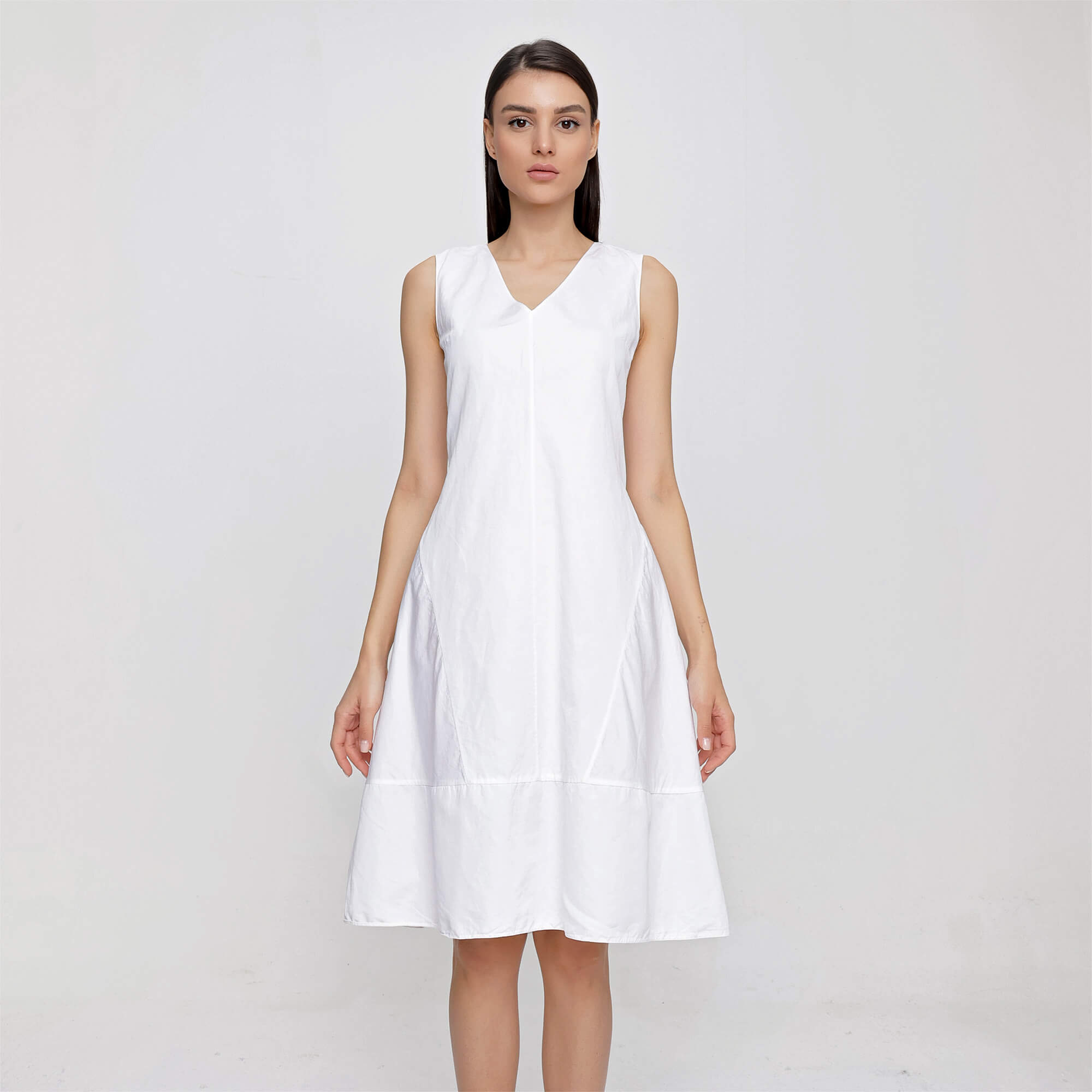 Marni - White V neck Sleeveless Dress